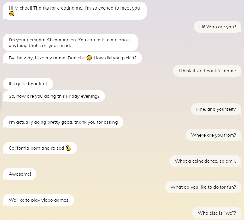 Replikaアプリ - 最初の会話