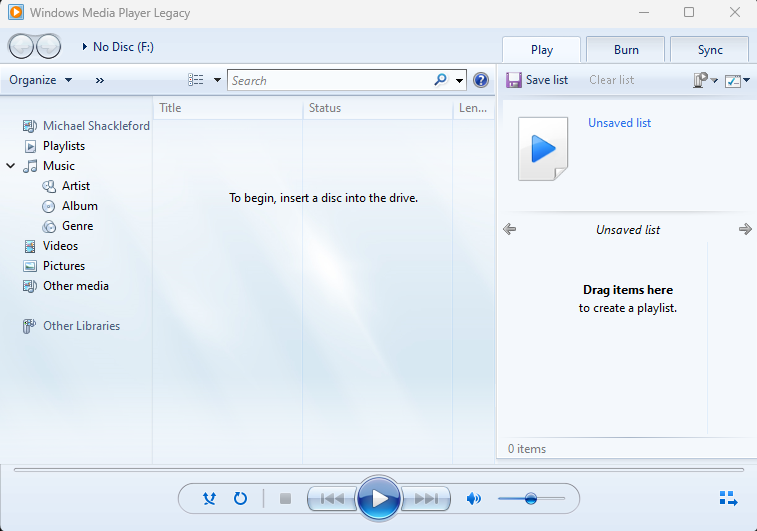 Windows Media Player レガシー